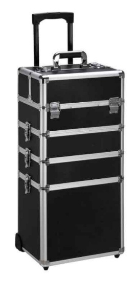Ollieroo 4 in 1 Aluminum Rolling Organizer Box Lift Handle Lock 2 wheel 2 Keys Each Layer Total 8