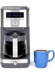 GE Drip Coffee Maker With Timer | 12-Cup Glass Carafe Coffee Pot With Adjustable Keep Warm Plate |
