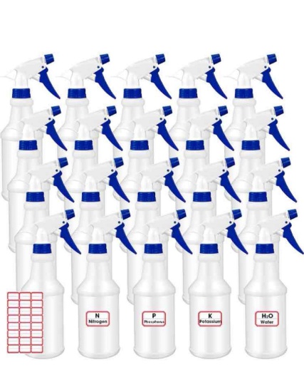 Rtteri 20 Pack 32oz Plastic Spray Bottles for Cleaning Solutions, Empty Spray Bottles Bulk,