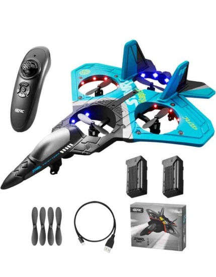 V17 Jet Fighter Stunt RC Plane 2024 New 2.4GHz Remote Control Airplane with 2 Batteries, 360...