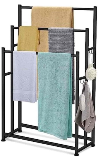47.6 Inch Tall Free Standing Towel Racks 3 Tier Pool Towel Rack Outdoor Oversized Floor Bath Towel
