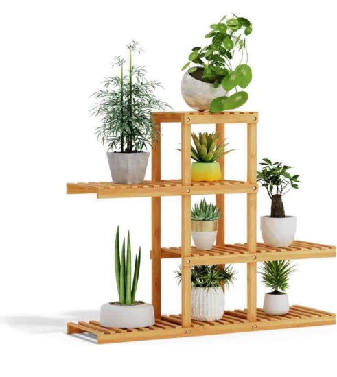 MoNiBloom Plant Stand Indoor Plant Shelf Outdoor 4 Shelf Plant Rack Hanging Plant Holder for