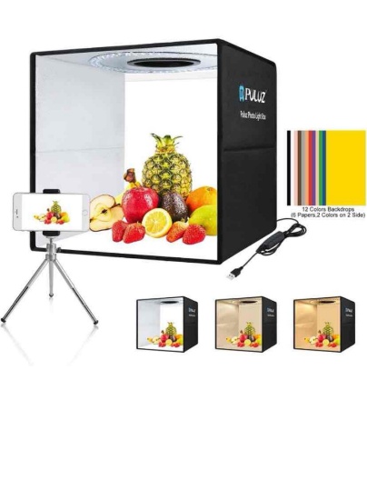 Photo Box 16" x 16" Quick Install Foldable Portable Studio Kit with Soft Light Cloth Professional