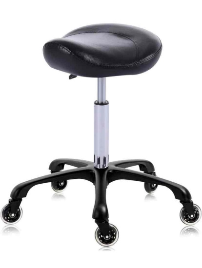 Hydraulic Saddle Stool with Wheels Height Adjustable Stylish Ergonomic Rolling Swivel Chair for