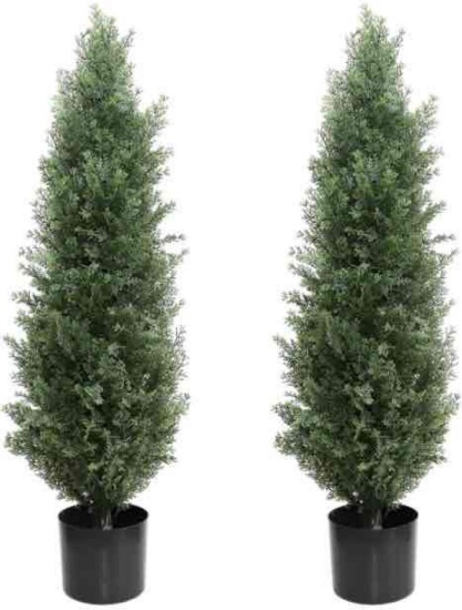 Artificial Cedar Topiary Trees (Set of 2) 35in x 4.3in