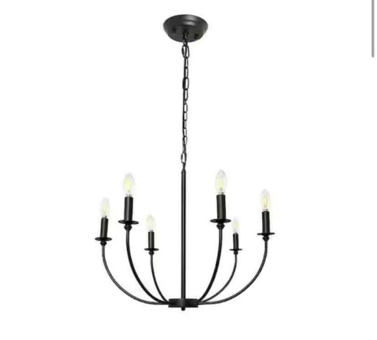 Candle 6-Light Black Farmhouse Classic Chandelier for Dining Room