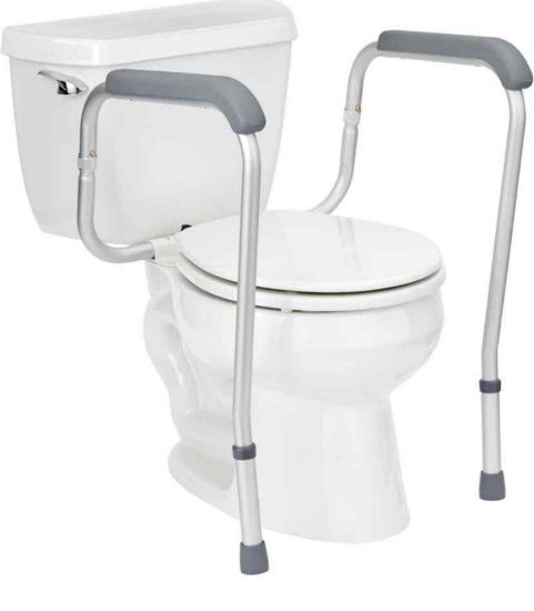Medline Toilet Safety Rail For Seniors with Easy Installation, Height Adjustable Toilet Safety Frame