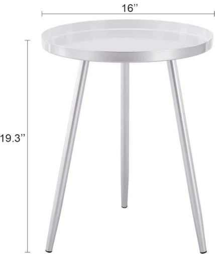 picizon 16" Round Side Table, Sliver End Table for Living Room, Bedside, Mid Century Modern Coffee