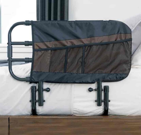 Stander EZ Adjust Bed Rail, Adjustable Senior Bed Rail and Bed Assist Grab Bar for Elderly Adults