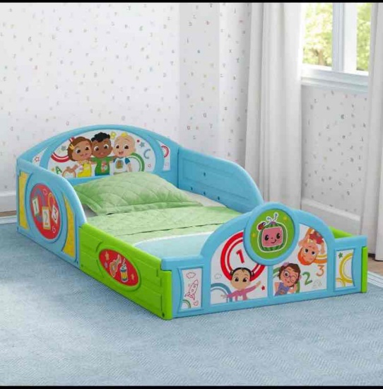 CoComelon Sleep and Play Toddler Bed with Built-In Guardrails by Delta