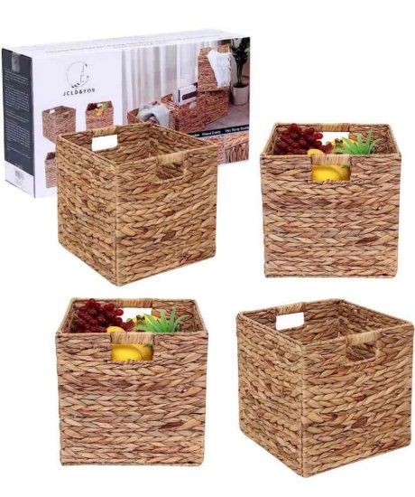 JCLD&YO9 Foldable Handwoven Water Hyacinth Storage Baskets