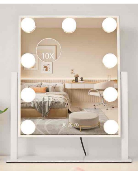 Vanity Mirror with Lights, Makeup Mirror with Lights,3 Color Lighting Modes Detachable 10X