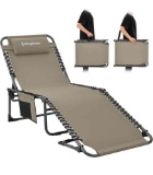 KingCamp Folding Chaise Lounge Chair for Outside Beach, Sunbathing, Patio, Pool, Lawn, Deck, Lay