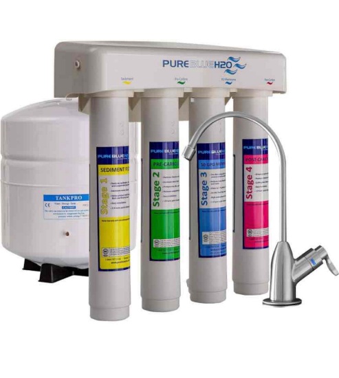 Pure Blue H2O 4-Stage 50 GPD Certified Reverse Osmosis Water Filter System