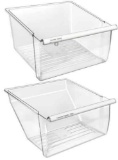 [2 Pack] Fridge Crisper Drawer Humidity Control Drawer & Refrigerator Crisper Bin Drawers (LOWER)