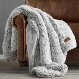 Frye Arctic Luxe Faux Fur Throw Reversible Fleece Blanket 60 X 70