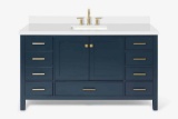 Ariel Cambridge 61 In. Rectangle Sink Vanity With White Quartz Countertop In Midnight Blue