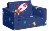 Delta Children Spaceship Cozee Flip Out Chair - 2-in-1 Convertible Chair to Lounger for Kids