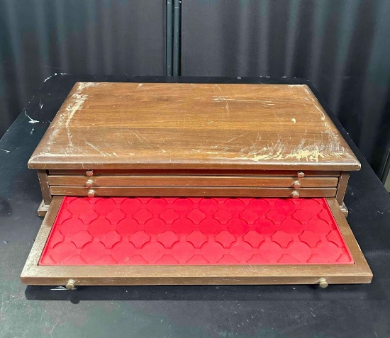 Vintage 4 drawer wooden Coin Display