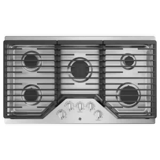GE 36 in. Gas Cooktop in Stainless Steel with 5 Burners Including Power Boil Burner