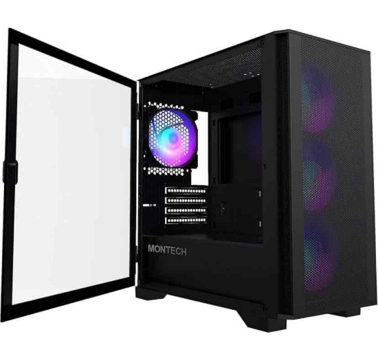 Montech AIR 100 ARGB Micro-ATX Tower with Four ARGB Fans Pre Installed