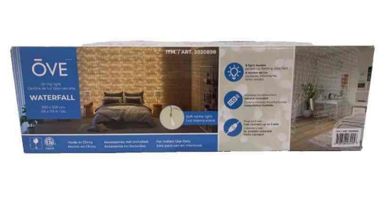 OVE Waterfall Curtain String Lights & Remote Control New with Box