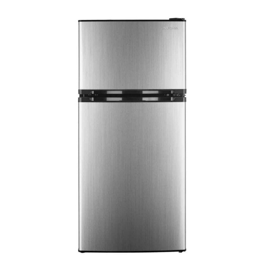 Insignia - 4.3 Cu. Ft. Mini Fridge with Top Freezer and ENERGY STAR Certification - Stainless Steel