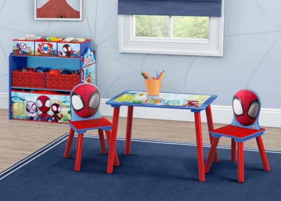 Spidey and His Amazing Friends 4-Piece Toddler Playroom Set ? Includes Play Table and 6 Bin Toy