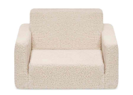 Cozee Flip-Out Sherpa 2-in-1 Convertible Chair to Lounger for Kids