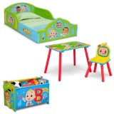 Delta Children CoComelon 4-Piece Toddler Room-in-a-Box Set ? Includes Sleep and Play Toddler Bed,