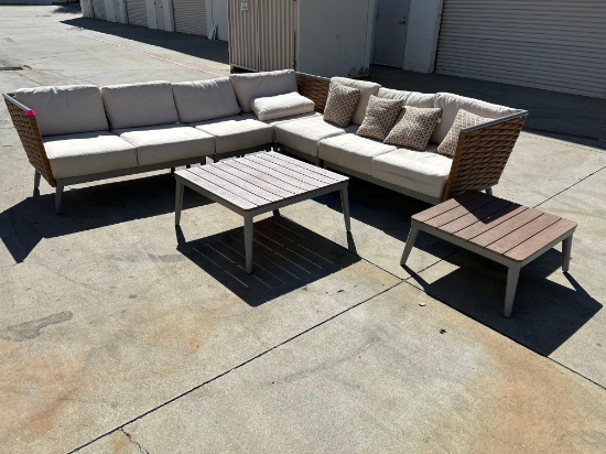 Sunbrella 7 Piece Patio Set with Cushions and Pillows. Aluminum Frame