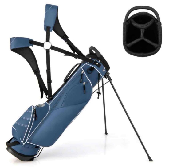 Golf Stand Cart Bag with 4 Way Divider Carry Organizer Pockets, Blue