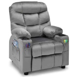 Kids Recliner Chair with Cup Holders-Light Gray