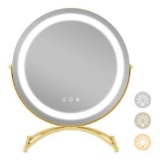 Round Makeup Vanity Mirror 3 Color Dimmable Lights Memory Function