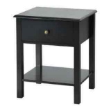 Drawer Black Nightstand End Table Storage 18 in. L x 15 in. W x 23.0 in. H