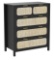 4 Drawer Dresser, Modern Rattan Dresser Chest with Wide Drawers and Metal Handles