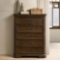 Maderne Traditional Wood 5-Drawer Chest, Antique Walnut Finish