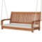 Costway Natural 2-Person Wood Hanging Porch Swing Bench