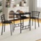 2-Piece Dining Table Set with Additional Wine Rack and Metal Frame