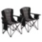 (2-Pack) Oversized Folding Deluxe Black Camping Chair