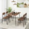Total Tactic Rectangular Dining Table Set with Backrest and Metal Legs for Breakfast Nook, Rustic