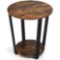 Costway Brown Black Metal Round Modern
