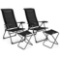 Folding Camping Chair with Adjustable Backrest Black Metal Dining Chair