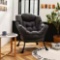Costway 29.5 in. Gray Modern Polyester Fabric Lazy Arm Chair Single Sofa Chair