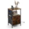 Giantex Nightstand with Charging Station, Industrial Bedside Table