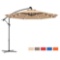 10ft Hanging LED Solar Patio Umbrella with Cross Base