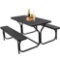 Costway Black Rectangle Metal Picnic Table Bench Set