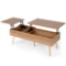 47 in. Brown Lift Top Rectangle Wood Coffee Table Central Table