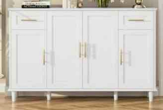 Wood Sideboard with 2 Drawer, 4 Door Buffet Storage Cabinet with