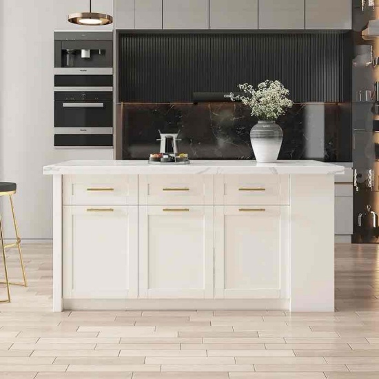 Kitchen Island Wood Top and Storage Modern Kitchen Cabinet